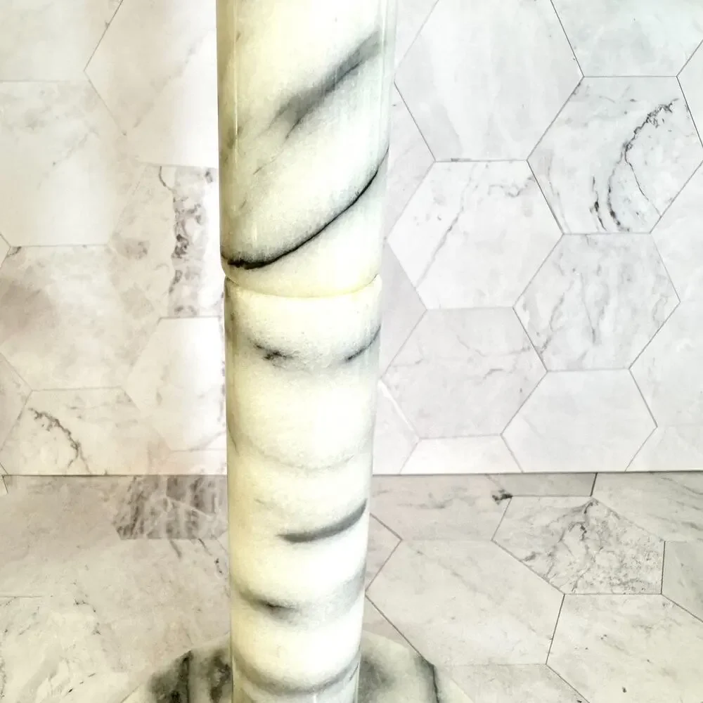 Vintage Marble Paper Towel Holder Freestanding White Gray 13